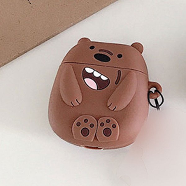 Wholesale Cute Design Cartoon Silicone Cover Skin for Airpod (1 / 2) Charging Case (Brown Bear)